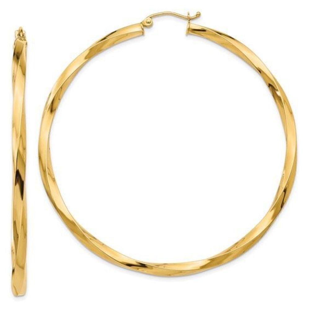 14k Polished 3mm Twisted Hoop Earrings